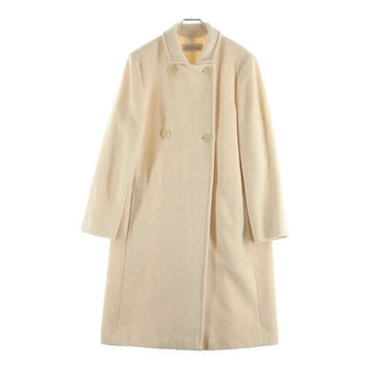 Max Mara Cashmere Blend Wool Double Breasted Che Star Coat Ivory