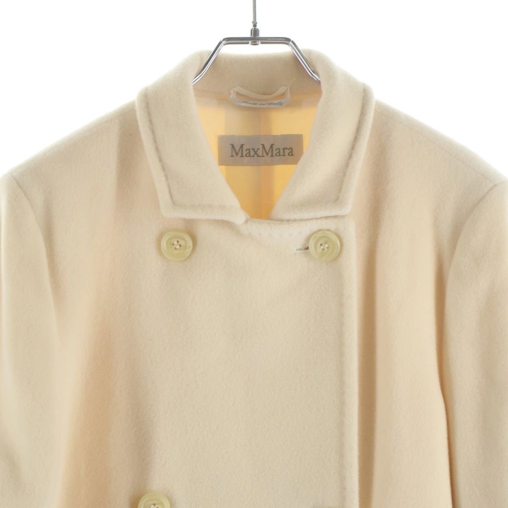 Max Mara Cashmere Blend Wool Double Breasted Che Star Coat Ivory — view 3