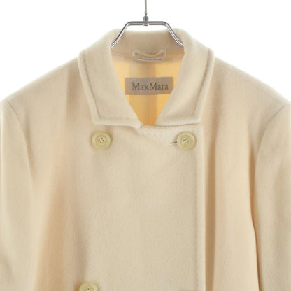 Max Mara Cashmere Blend Wool Double Breasted Che Star Coat Ivory — view 3