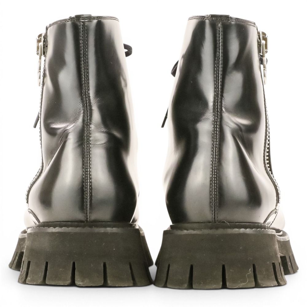 Gucci GG Logo Leather Side Zip Short Boots 7 Black — view 6