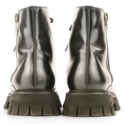 Gucci GG Logo Leather Side Zip Short Boots 7 Black — view 6