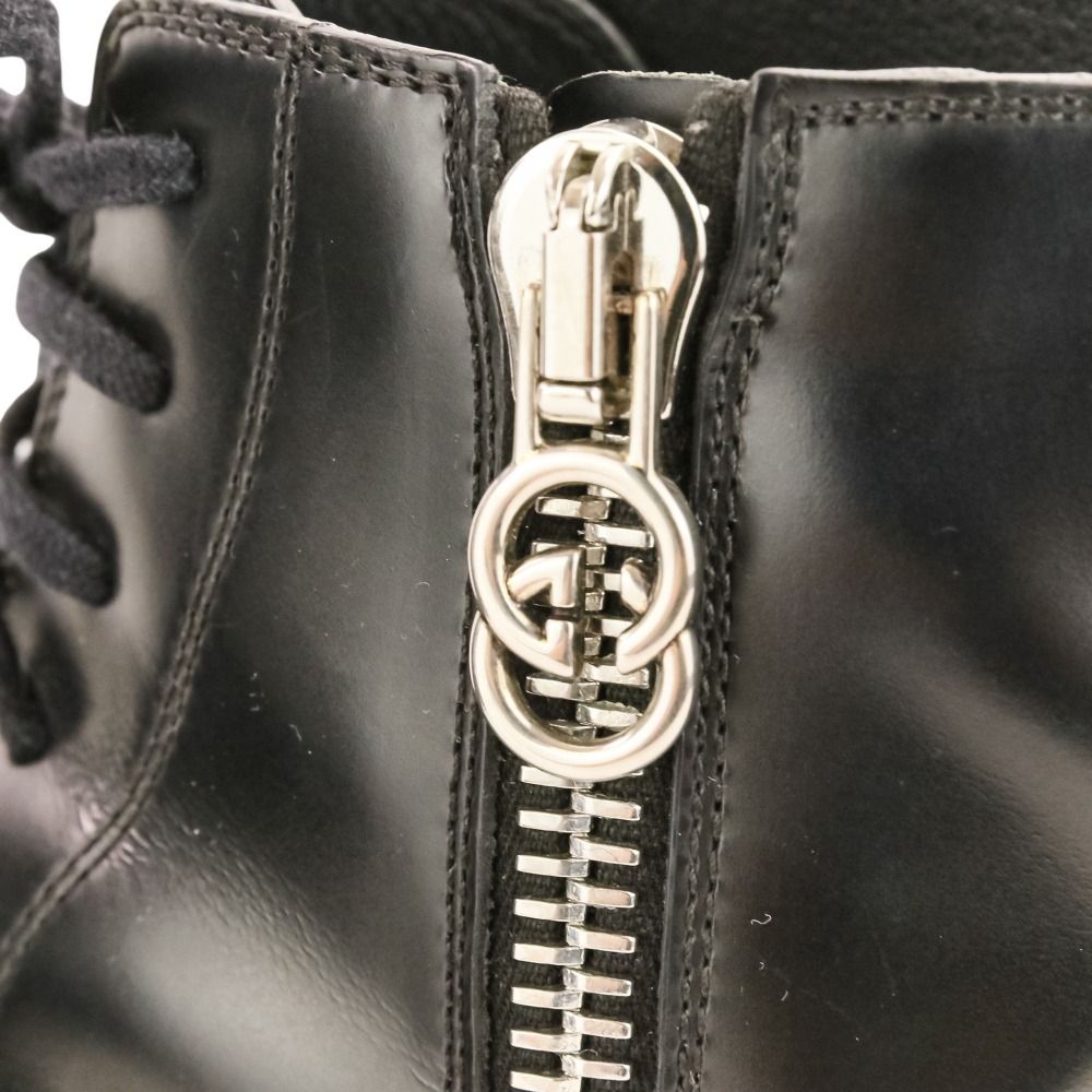 Gucci GG Logo Leather Side Zip Short Boots 7 Black — view 7