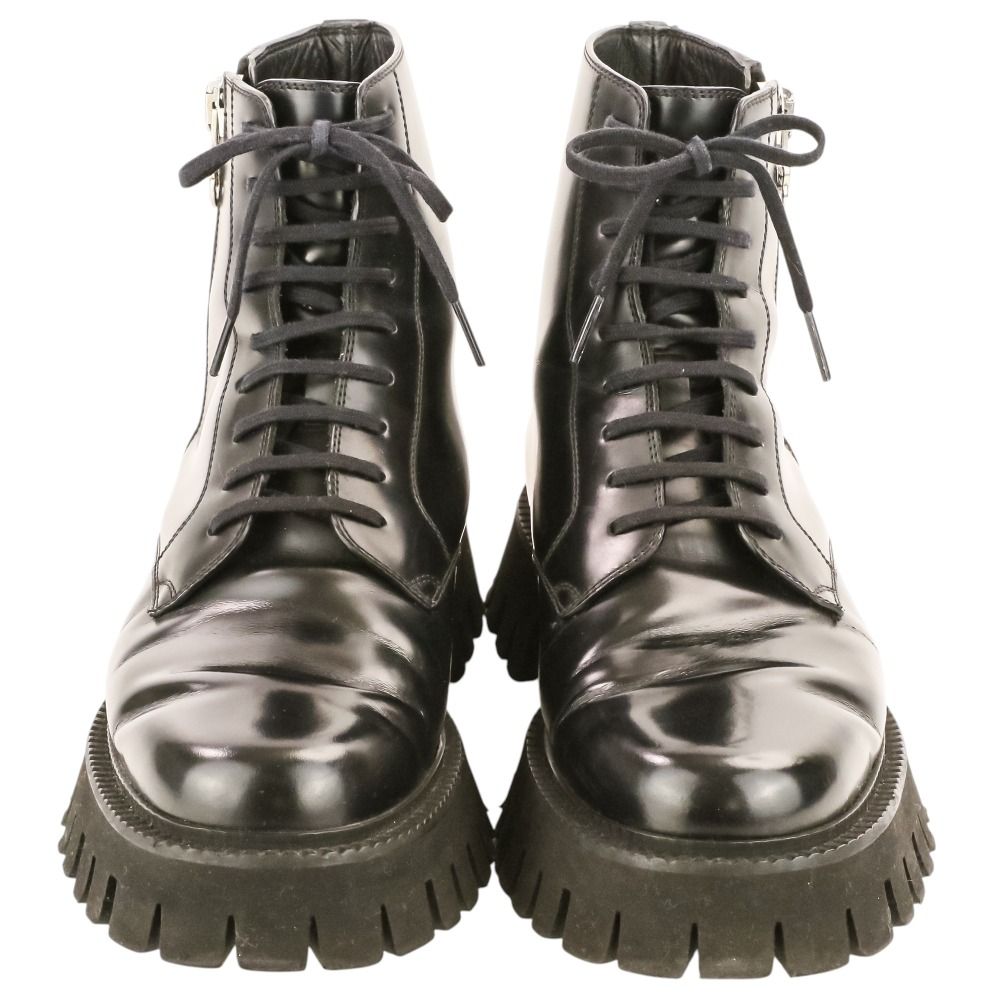 Gucci GG Logo Leather Side Zip Short Boots 7 Black — view 5