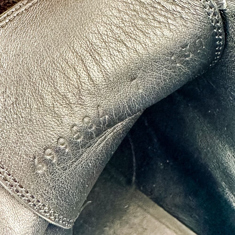 Gucci GG Logo Leather Side Zip Short Boots 7 Black — view 9