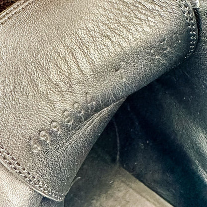 Gucci GG Logo Leather Side Zip Short Boots 7 Black — view 9