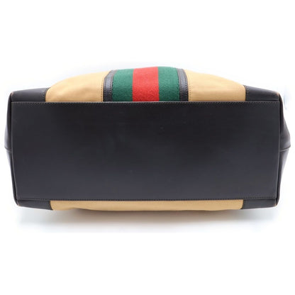 Gucci Tote Brown Camel Canvas Leather 002 Gold — view 5