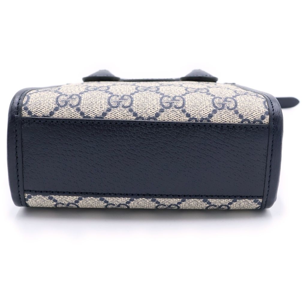 Gucci Interlocking 2-Way Mini Tote Shoulder Bag Navy Leather Silver — view 5