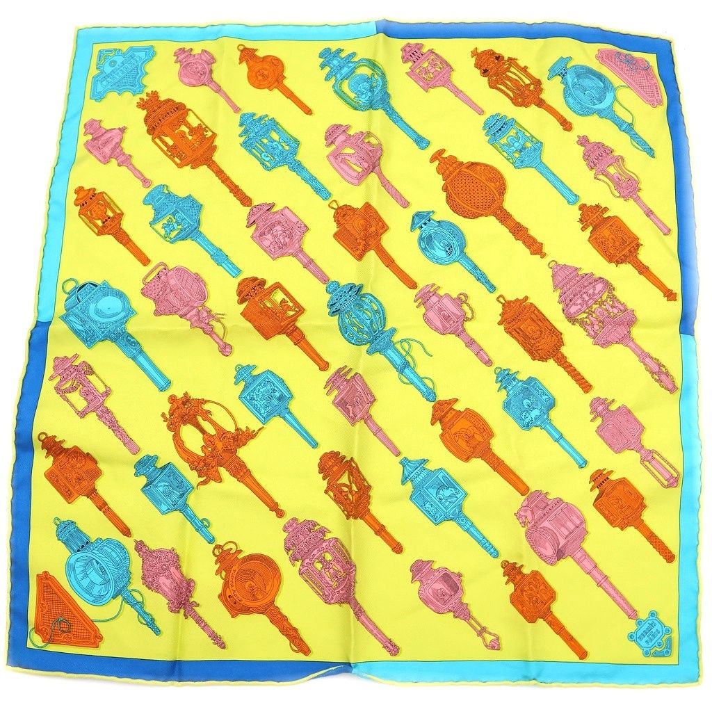 Hermes Merveilleuses Lanternes Carre 40 Silk Scarf Yellow