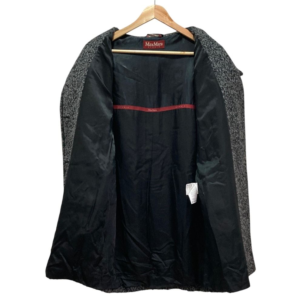 Max Mara Studio Alpaca Shagi Coat Gray 40 Black — view 4