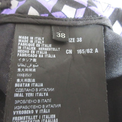 Prada Geometric Pattern Silk Blend Flare Skirt 38 Purple Black — view 5