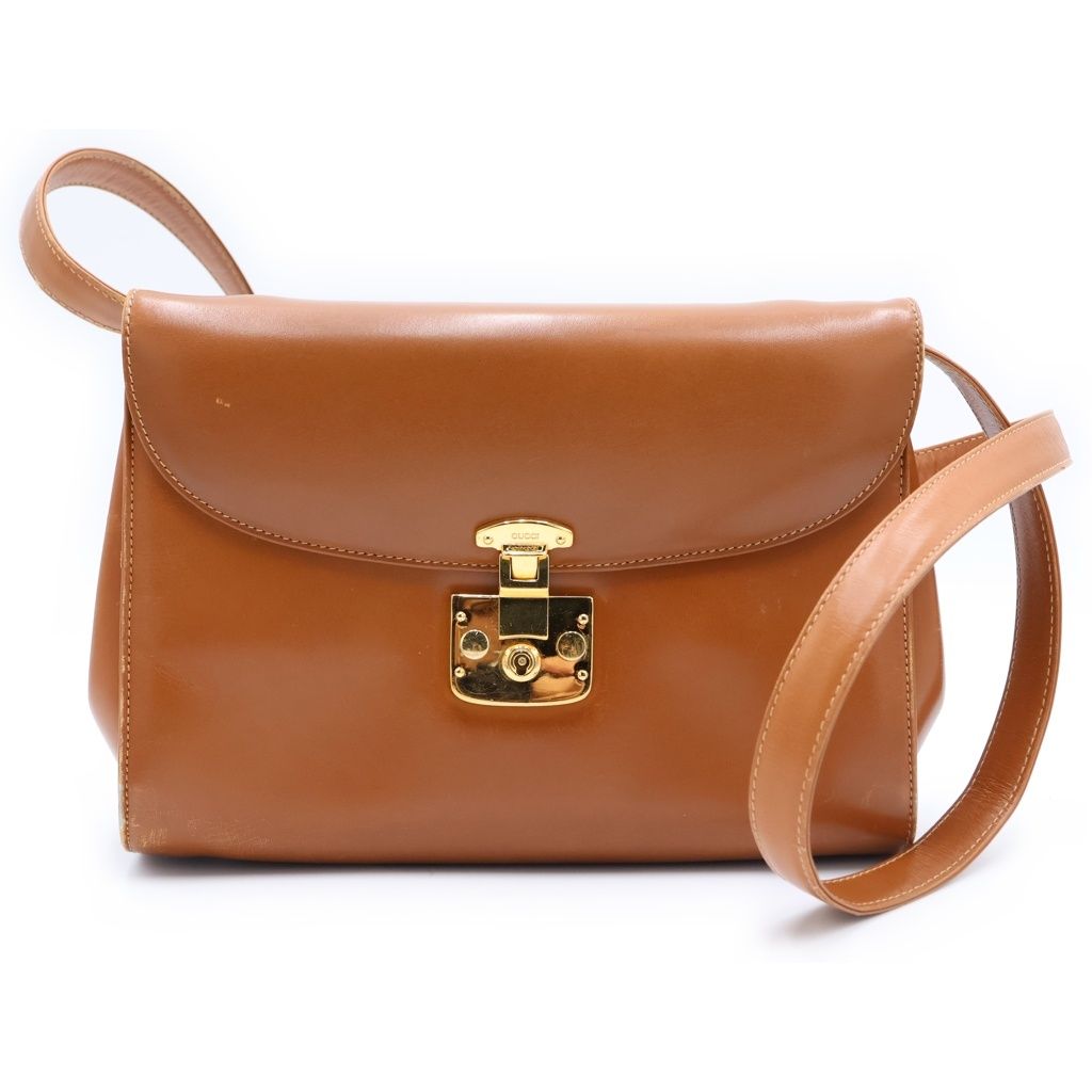 Gucci Vintage Shoulder Bag Brown Leather