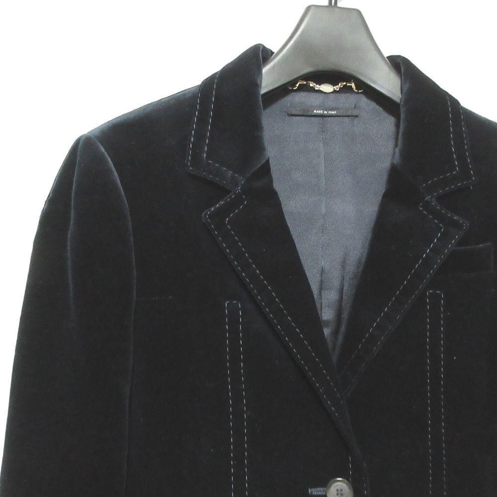 Gucci Velour Stitch Single Tailored Jacket 36 Navy — view 3