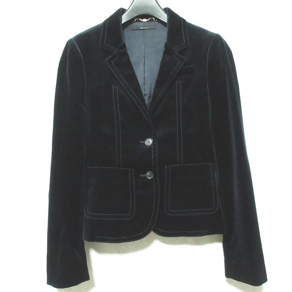 Gucci Velour Stitch Single Tailored Jacket 36 Navy