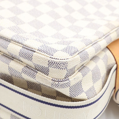 Louis Vuitton Damier Azur Naviglio Shoulder Bag White Leather Gold — view 6