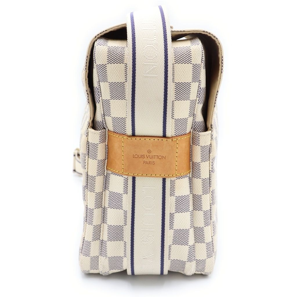 Louis Vuitton Damier Azur Naviglio Shoulder Bag White Leather Gold — view 3