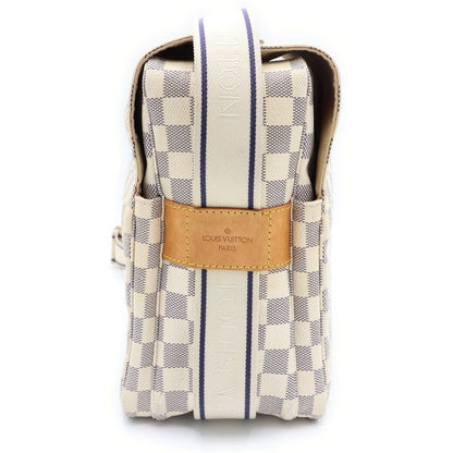 Louis Vuitton Damier Azur Naviglio Shoulder Bag White Leather Gold — view 3
