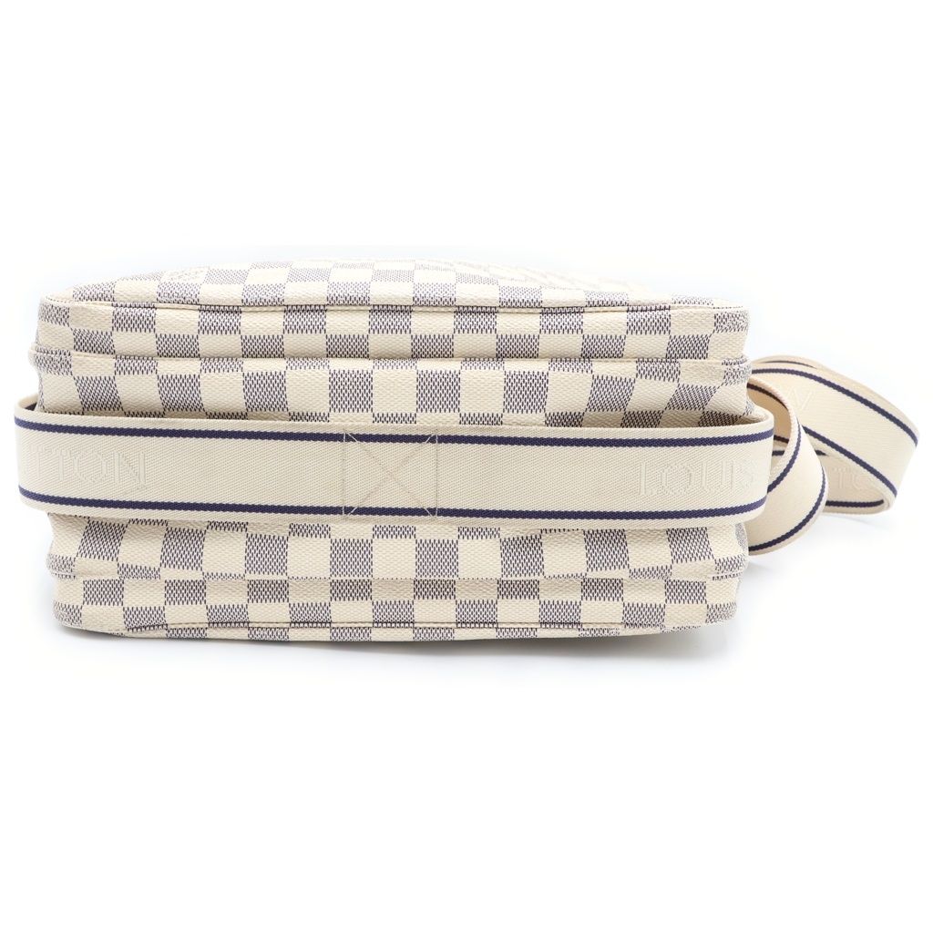 Louis Vuitton Damier Azur Naviglio Shoulder Bag White Leather Gold — view 5