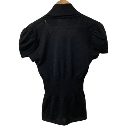 Chanel Asymmetric Cashmere Silk Blend Knit Top 34 Black Sweater — view 2