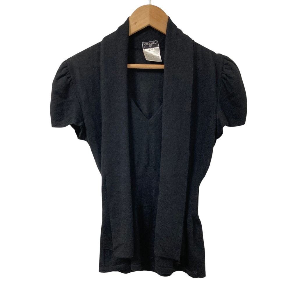 Chanel Asymmetric Cashmere Silk Blend Knit Top 34 Black Sweater — view 3