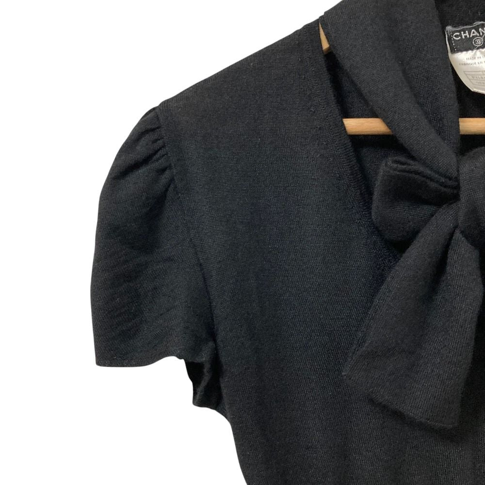 Chanel Asymmetric Cashmere Silk Blend Knit Top 34 Black Sweater — view 4