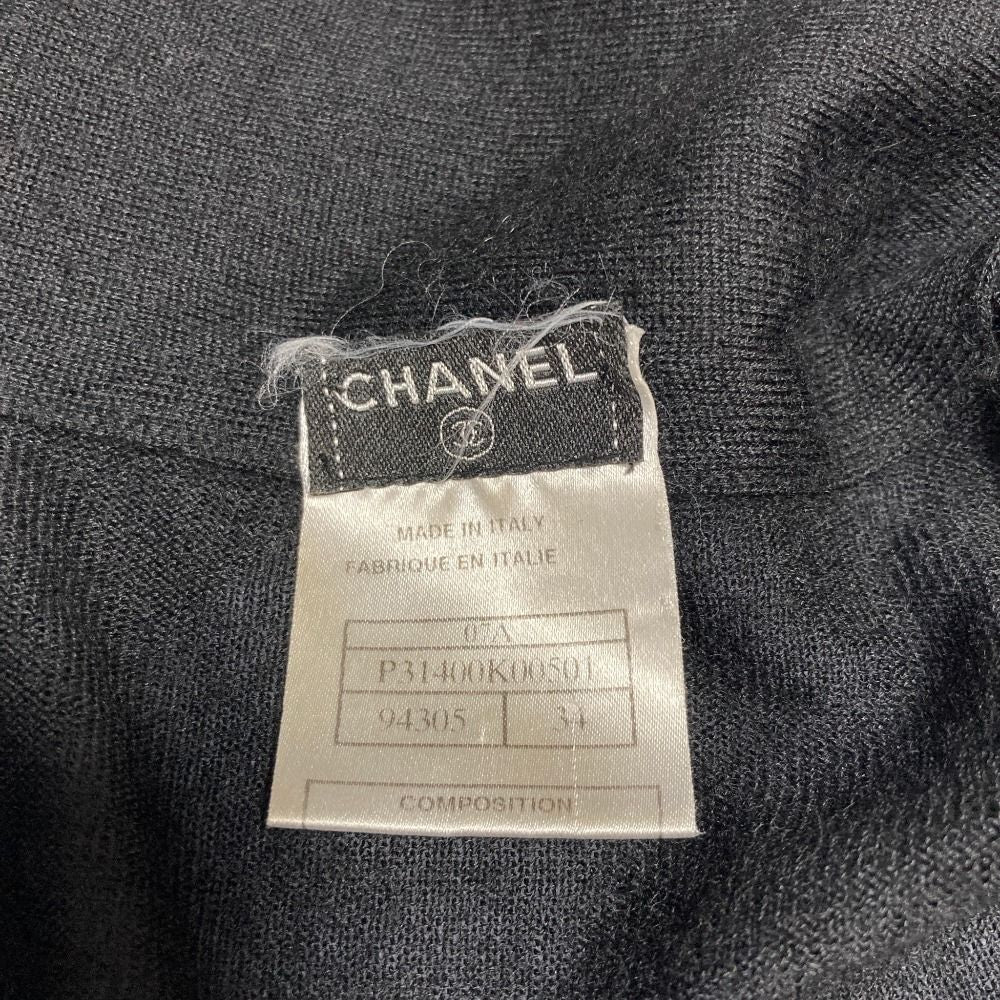 Chanel Asymmetric Cashmere Silk Blend Knit Top 34 Black Sweater — view 6