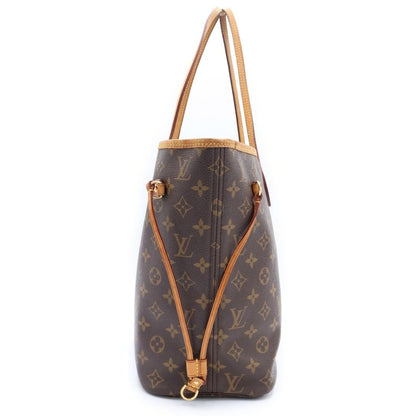 Louis Vuitton Monogram Neverfull MM Tote Brown Leather Gold — view 3