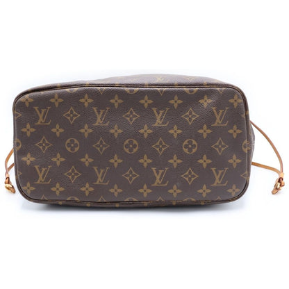 Louis Vuitton Monogram Neverfull MM Tote Brown Leather Gold — view 5