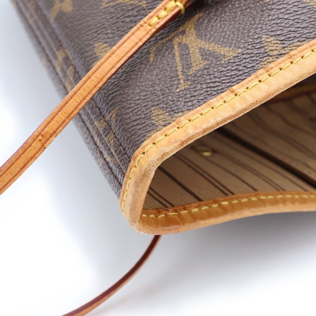 Louis Vuitton Monogram Neverfull MM Tote Brown Leather Gold — view 6