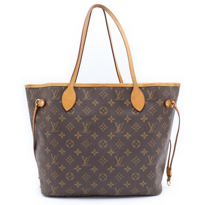 Louis Vuitton Monogram Neverfull MM Tote Brown Leather Gold — view 2
