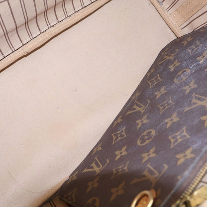 Louis Vuitton Monogram Neverfull MM Tote Brown Leather Gold — view 4