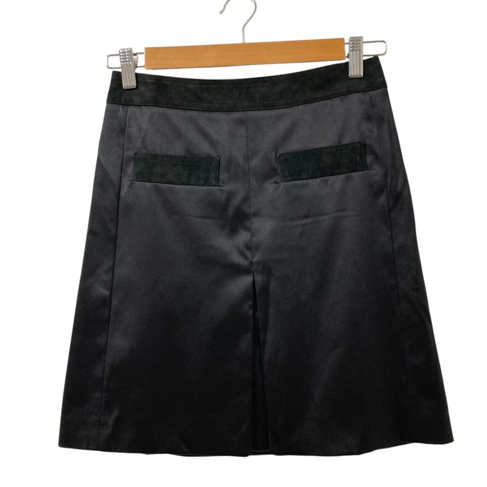 Chanel Silk Suede Skirt 36 Black