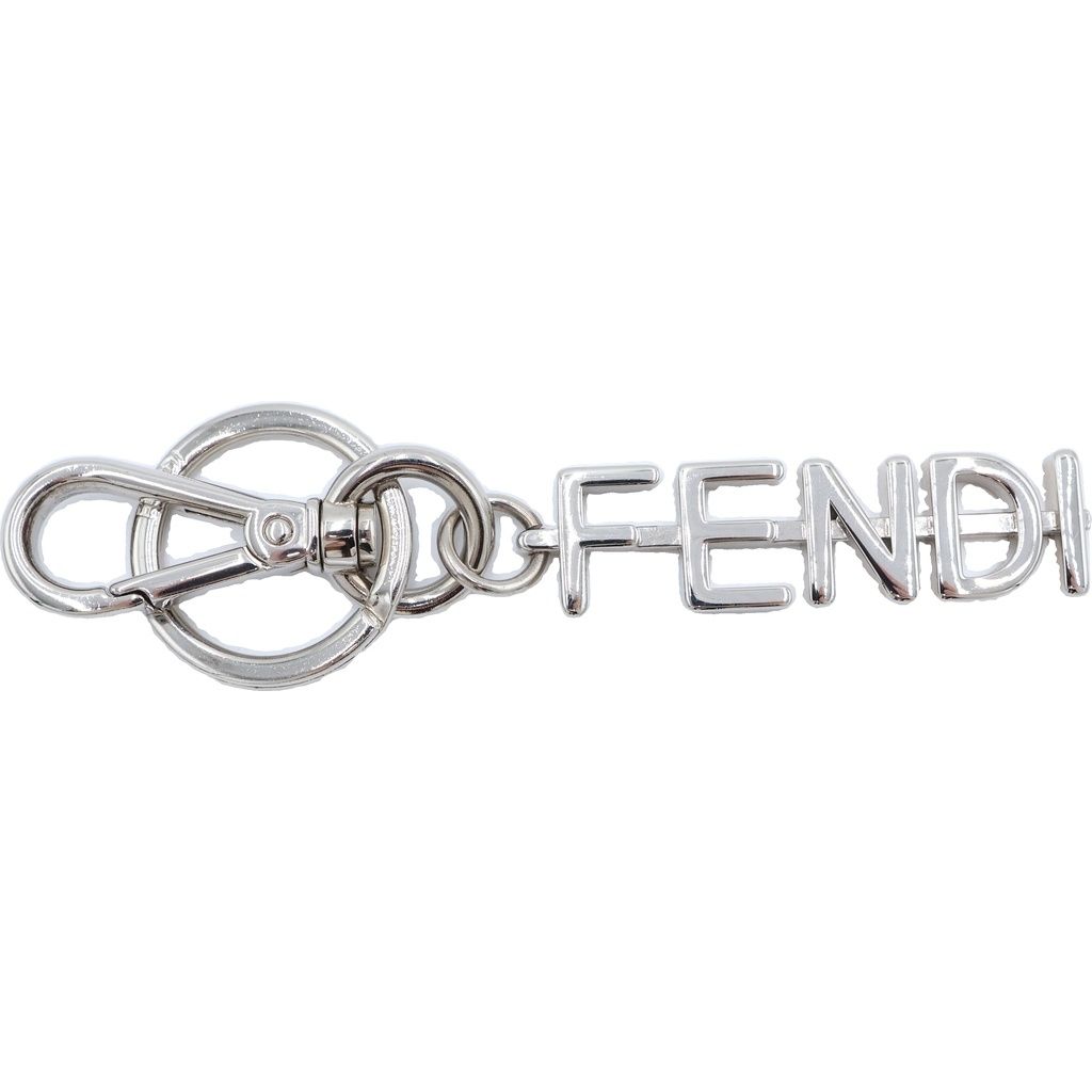 Fendi Graphy Logo Key Ring Key Holder Silver