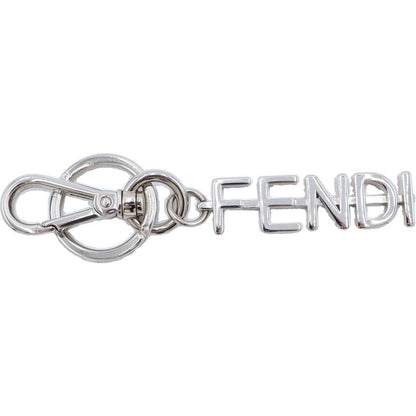 Fendi Graphy Logo Key Ring Key Holder Silver