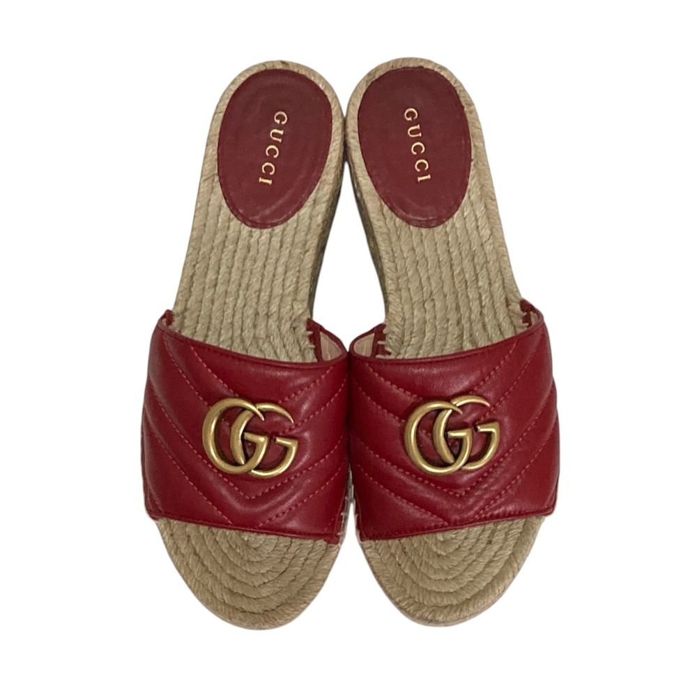 Gucci GG Marmont Leather Wedge Sole Sandals — view 5