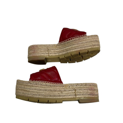 Gucci GG Marmont Leather Wedge Sole Sandals — view 7