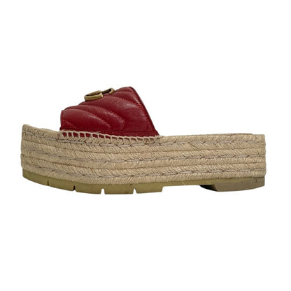 Gucci GG Marmont Leather Wedge Sole Sandals — view 2