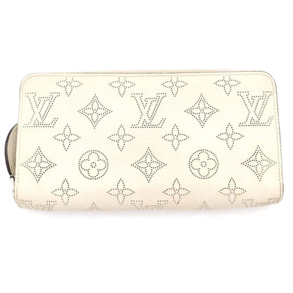 Louis Vuitton Monogram Mahina Zippy Wallet Blanc Card Case White Leather Silver