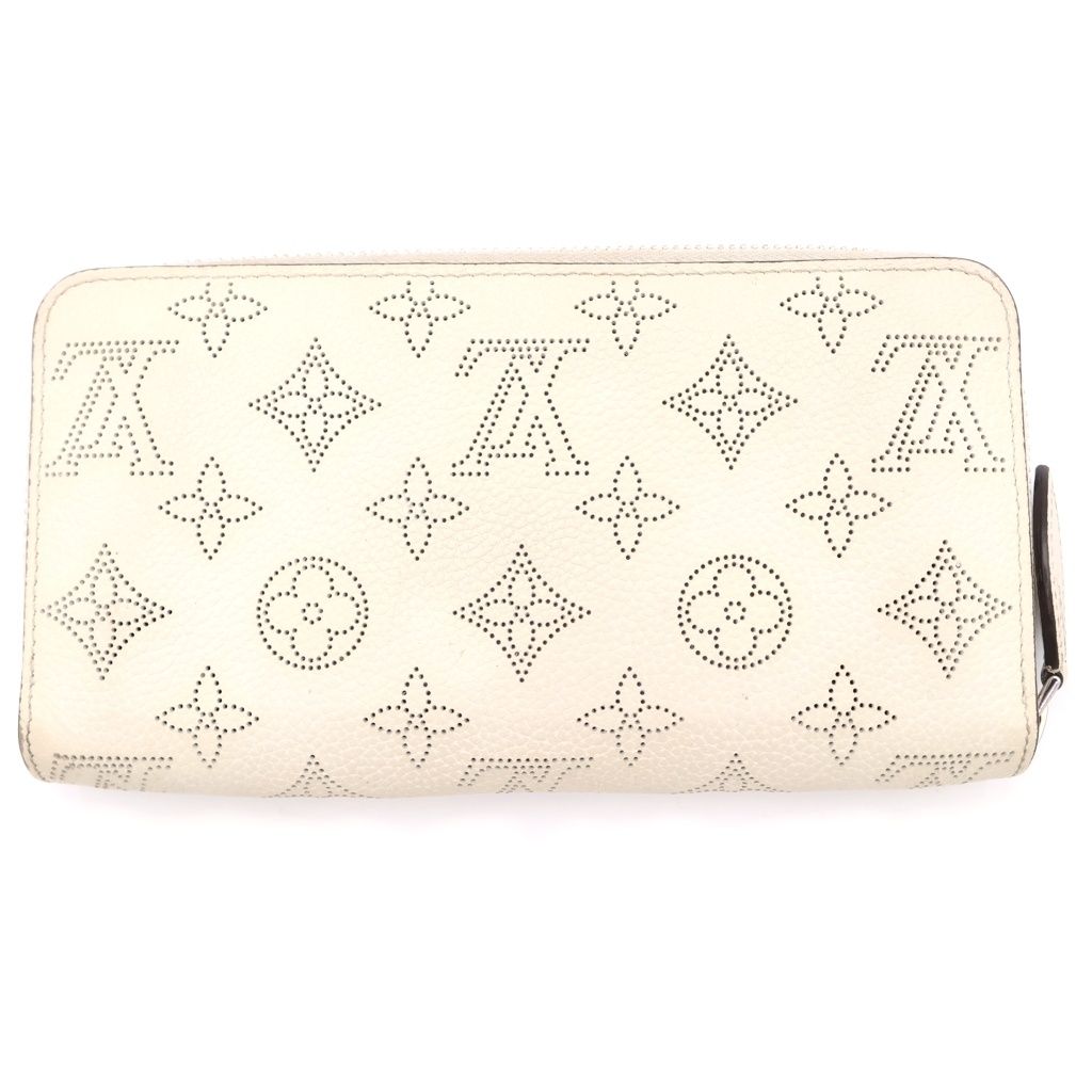 Louis Vuitton Monogram Mahina Zippy Wallet Blanc Card Case White Leather Silver — view 2