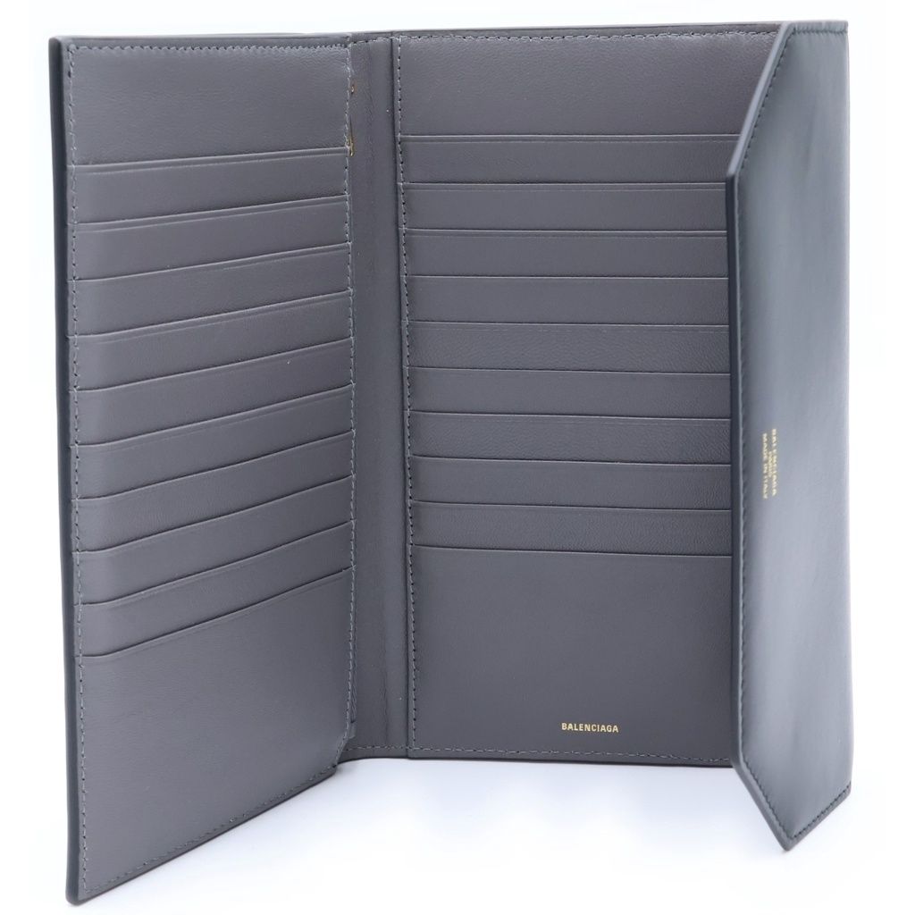 Balenciaga Envelope Slim Wallet Card Case Black Gray Leather — view 4