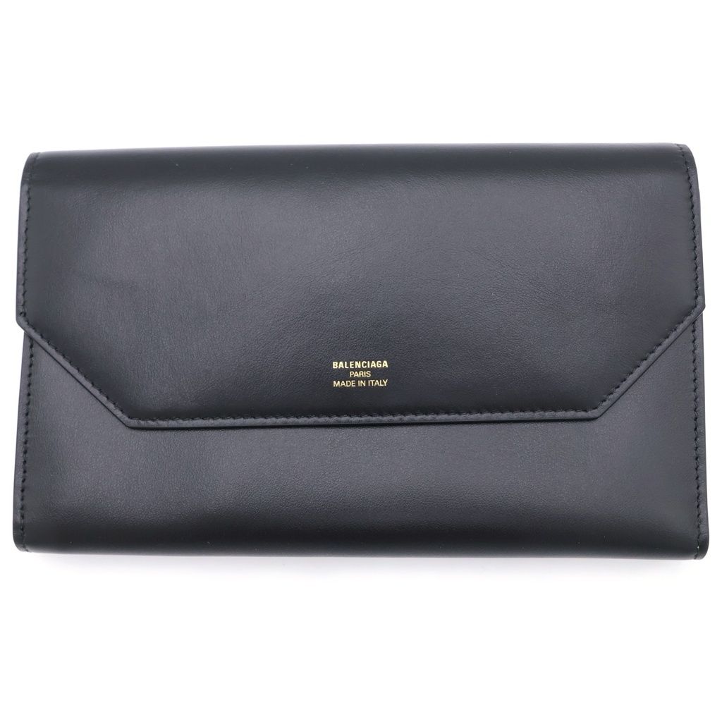 Balenciaga Envelope Slim Wallet Card Case Black Gray Leather