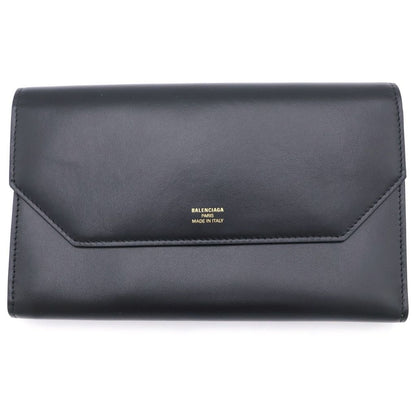 Balenciaga Envelope Slim Wallet Card Case Black Gray Leather