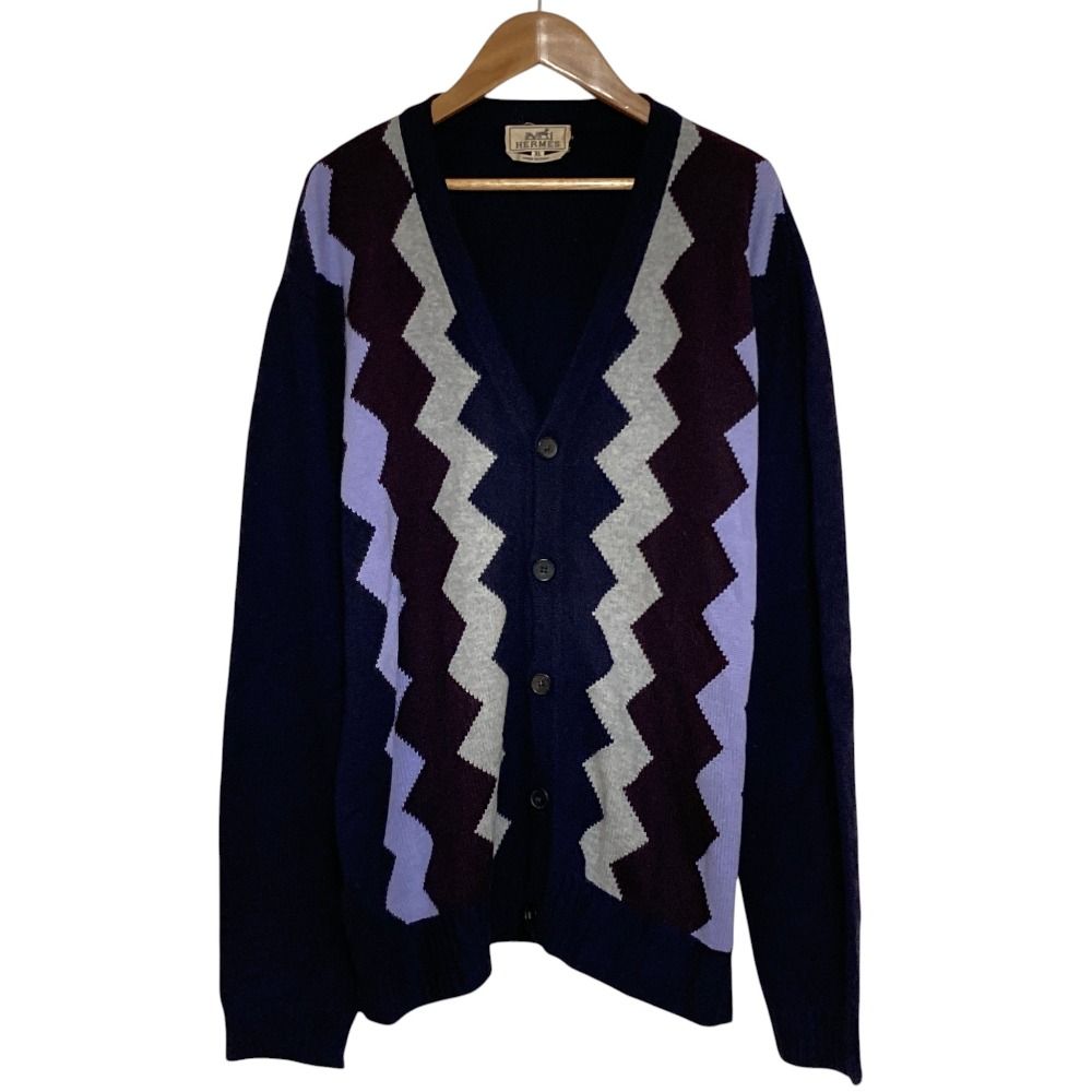 Hermes Cashmere Neck Cardigan XL Navy