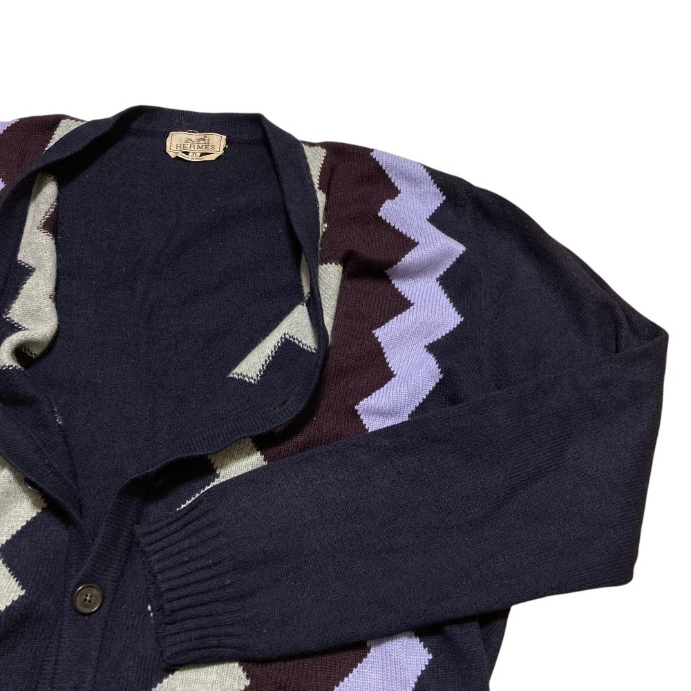 Hermes Cashmere Neck Cardigan XL Navy — view 3