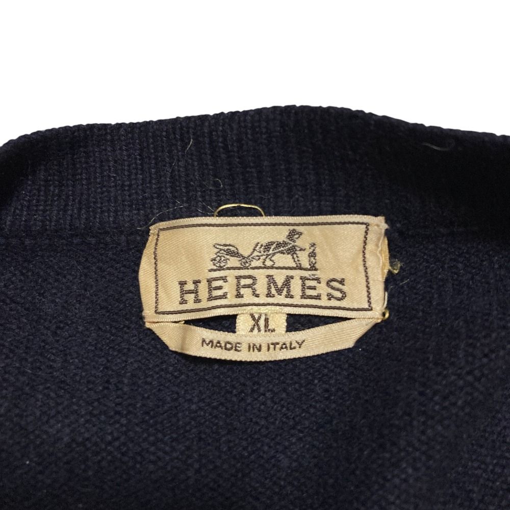 Hermes Cashmere Neck Cardigan XL Navy — view 5