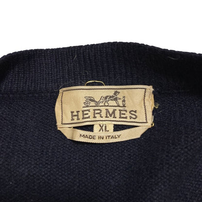 Hermes Cashmere Neck Cardigan XL Navy — view 5