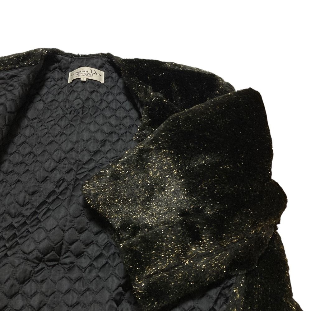 Dior Pret a Porter Lame Boa Coat 9 Black — view 3