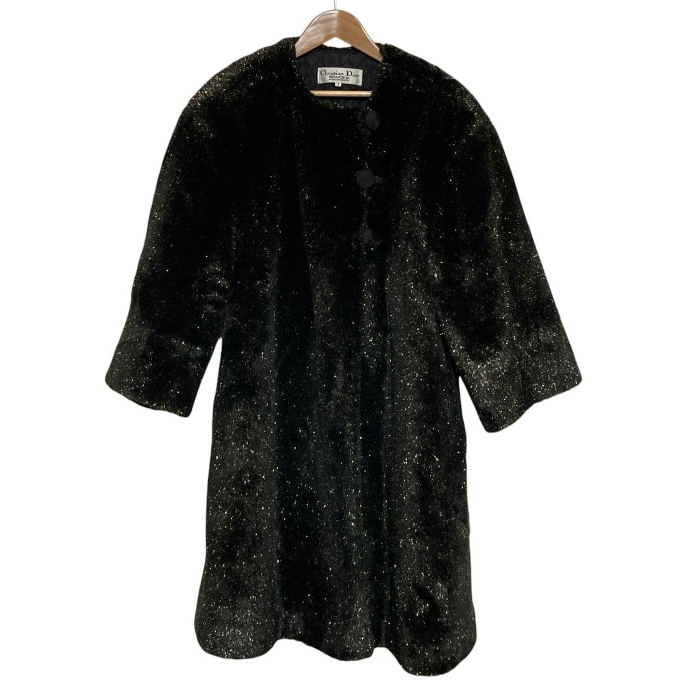 Dior Pret a Porter Lame Boa Coat 9 Black