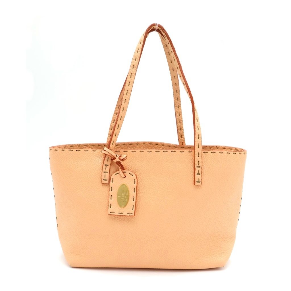 Fendi Selleria Leather Mini Tote Beige