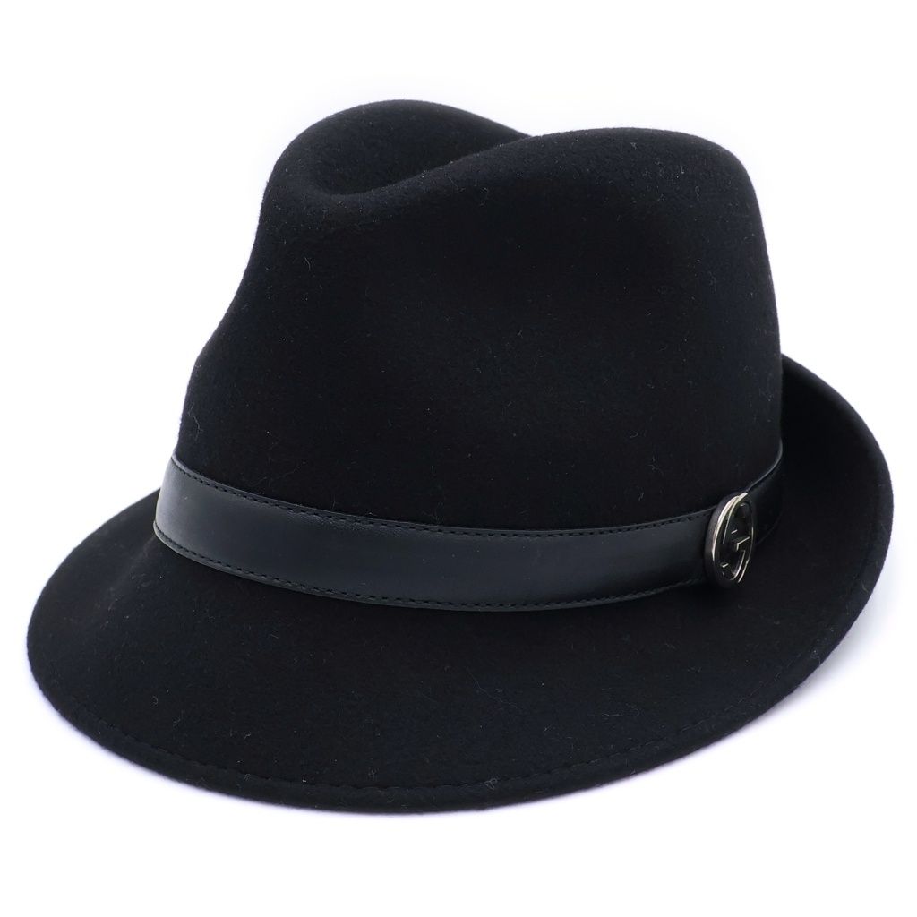 Gucci Interlocking Wool Folded Hat Black