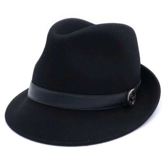 Gucci Interlocking Wool Folded Hat Black